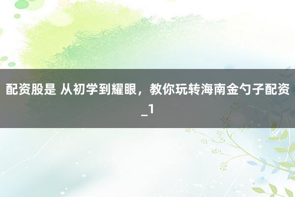 配资股是 从初学到耀眼，教你玩转海南金勺子配资_1